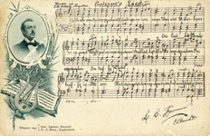 604432 Afbeelding van het clublied, in notenschrift, van de Utrechtse Mannenzangvereniging Euterpe met tekst van J.M. ...